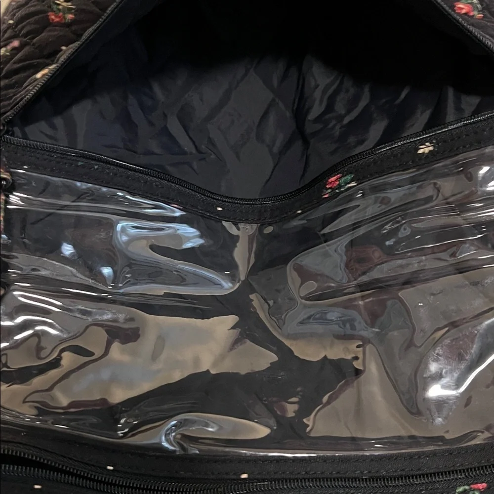 Vintage VERA BRADLEY 1997 Trifold Travel Hanging Toiletries Bag Black Red Roses - Picture 10 of 12